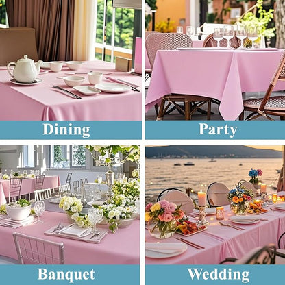 VidaFete Tablecloth 10 Pack 90 * 132inch Rectangle Table Cloth Polyester, Stain Wrinkle Resistant Polyester Dining Table Cover for Kitchen Dinning Party Wedding Rectangular Buffet Decoration(Pink)