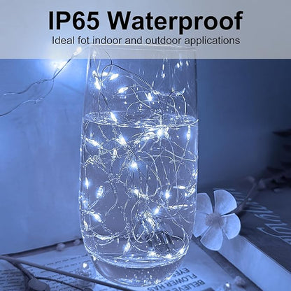 12 Pack Led Fairy Lights - White, Battery Operated LED Silver Wire String Lights, 7FT 20LED Mini Firefly Starry String Lights Waterproof Led Twinkle Lights for Mason Jar DIY Christmas Decor