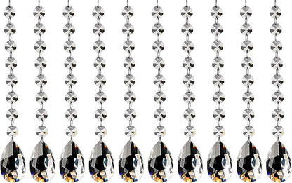 Fushing 10Pcs 1ft Teardrop Crystal Strands, Hanging Beads Chain Garland, Chandelier Pendants Parts Glass Beads (50mm, Clear)