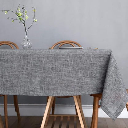 maxmill Flaxy Faux Linen Table Cloth with 2-Tone Slubby Texture Wrinkle Resistant Anti-Shrink Soft Tablecloth for Kitchen Dining Tabletop for Buffet Banquet Parties Rectangle 52 x 70 Inch Charcoa