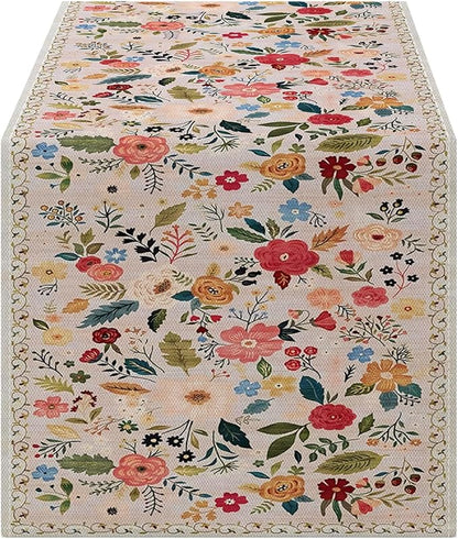 OYIMUA Boho Floral Summer Table Runner 13 x 72 Inches Colorful Flower Runners for Tables Rustic Spring Decorations for Home Indoor Outdoor Party Decor