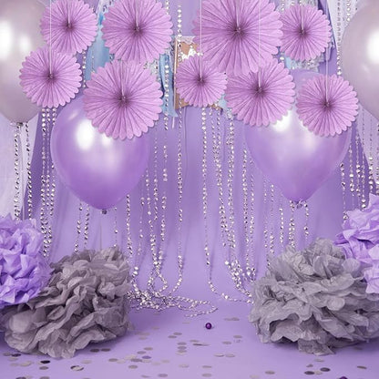 20 Pcs Light Purple Hanging Paper Fan, Round Paper Fans Decorations Set for Weddings, Birthdays, Engagement, Bridal Shower, Baby Shower Event, Graduation, Party Supplies Decor