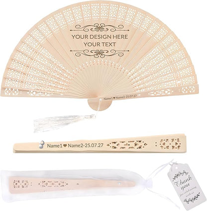 10 PCS Custom Fans Personalized Folding Fans for Line Dancing Wooden Hand Fan Wedding Favors Gift for Guests Personalized Fans for Events