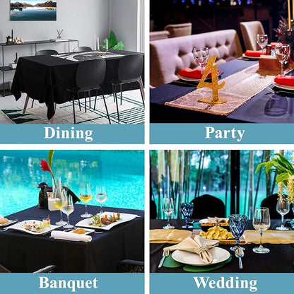 VidaFete Tablecloth 60 * 120inch 10pack Rectangle Table Cloth Polyester, Stain Wrinkle Resistant Dining Table Cover for Kitchen Dinning Party Wedding Rectangular Tabletop Buffet Decoration(Black)