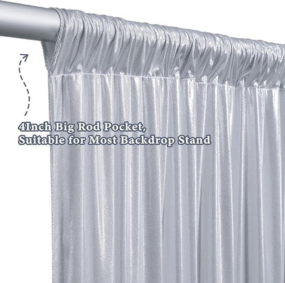 Outpain Thick 30 ft x 10 ft Silver Sequin Backdrop Curtain for Parties, Wrinkle Free Glitter Photo Backdrop Drapes 6 Panels 5x10ft Silver Back Drop Cloth for Wedding Christmas Photography Background