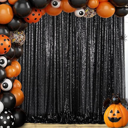 ShinyBeauty Black Sequin-Backdrop-20FTx10FT Sequins Fabric Backdrops for Photoshoot Panel Heavy Duty Background 10FT Glitter Curtain Happy Birthday Drapes