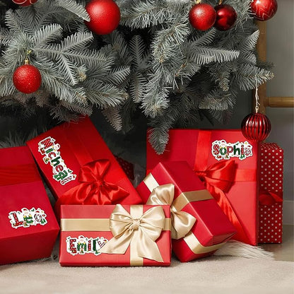 CALLIE Personalized Christmas Stickers with Custom Name, Waterproof Custom Christmas Name Tags Stickers, Peel and Stick Christmas Gift Tags (Santa Claus Elk + Name)