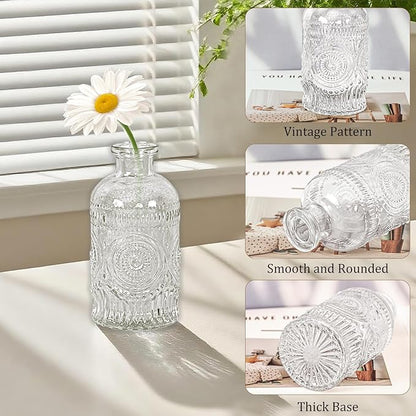 24Pcs Glass Bud Vase Set,Small Flower Vase for Tables Centerpieces Decor, Mini Vintage Clear Vase for Home,Wedding,Party Decorations（24 Pcs，Clear）