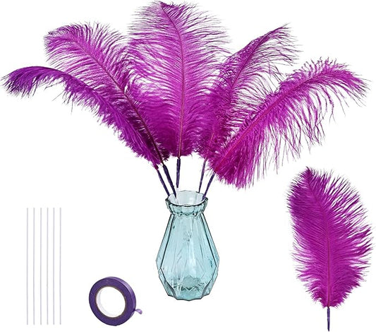 Bulk Purple Ostrich Feathers - 12pcs 12-14inch Crafting Supplies for Centerpiece Table Decorations