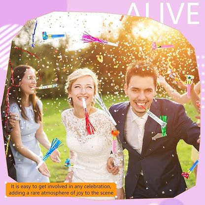 160 Pcs Party Blowers Set Includes 100 Pcs Glitter Fringed Noise Maker and 60 Pcs Colorful Blowouts Horns Whistle for Sporting Events Birthday New Year Noisemakers Party Favors