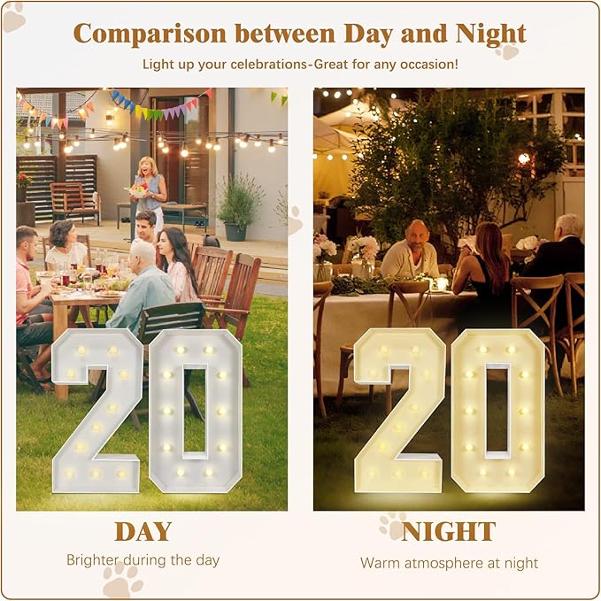 Marquee Light Up Numbers: 3FT Large Decorative Letters Signs for Party Decorations Baby Shower Birthday Wedding Engagement Anniversary, 3 Feet Tall Pre-Cut DIY Foamboard Number 8 - Easy to Assemble