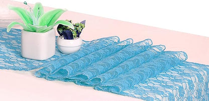 MDS Pack of 25Wedding 12 x 108 inches Lace Table Runner for Wedding, Decorations for Birthday Parties, Banquets, Graduations, Engagements, and Runners fit Rectangle, Round Table- Turquoise