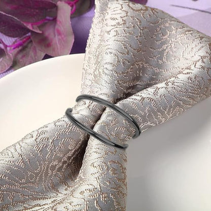 Dark Gray Napkin Rings - 12 PCS Metal Spiral Napkin Rings(Spiral) Napkin Holders Buckles for Family Dinner, Wedding, Party,Table Decorations