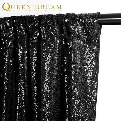 Black Backdrop for Graduation Decorations: 2ftx8ft Black Sequin Halloween Backdrop Curtains Panels Wedding Ceremony Party Home Decorations 3 Packs
