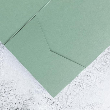 20 PCS Sage Green Tri-fold Laser Cut Wedding Invitation Pockets for 5x7 Wedding Cards Bridal Shower Engagement Quinceanera Invitation
