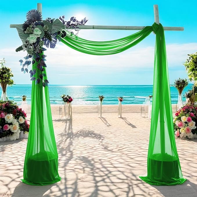 MDS Halloween Chiffon Draping Fabric - 2 Panel, 30" Wide x 50ft Long - Sheer Spooky Arbor & Canopy Drapery for Haunted House Backdrops, Party Ceilings, DIY Costumes & Themed Events - Green