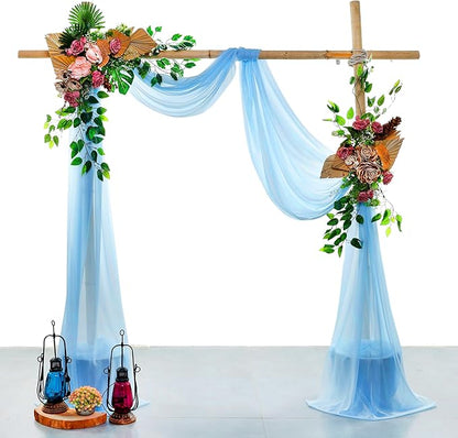 VDS Pack of 1 Panel (30 Inch X 40 Feet) Wedding Arch Draping Fabric Sheer Chiffon Fabric Drapery for Wedding Ceremony Reception Swag Backdrop Canopy Chuppah ARBO Altars Decoration (Turquoise)