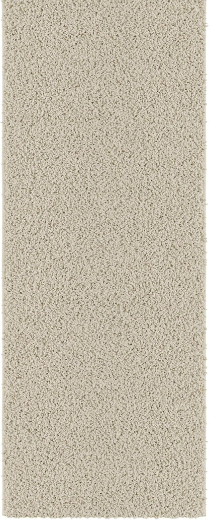 Ottomanson 3' x 20' Shaggy Runner Rug - Plush & Cozy Non-Slip Carpet for Bedroom, Living Room, Bathroom & Entryway - Durable & High-Traffic Friendly for Hallways & Dorms, Cream