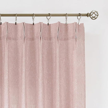 Vision Home Pink Pinch Pleated Semi Sheer Curtains for Girls Bedroom Living Room Textured Light Filtering Window Curtains 63 inch Rayon Blended Pinch Pleat Pink Drapes with Hooks 2 Panels 40" Wx63 L