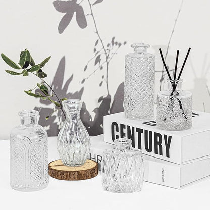 24Pcs Glass Bud Vase Set,Small Flower Vase for Tables Centerpieces Decor, Mini Vintage Clear Vase for Home,Wedding,Party Decorations（24 Pcs，Clear）