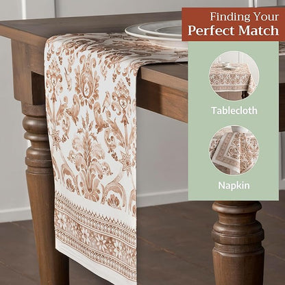 Maison d' Hermine Table Runner 100% Cotton Double Layer Table Runners 108 inches Long for Thanksgiving Christmas Decorations Home Kitchen Dining Party Wedding (Allure, 14.5" x 108")