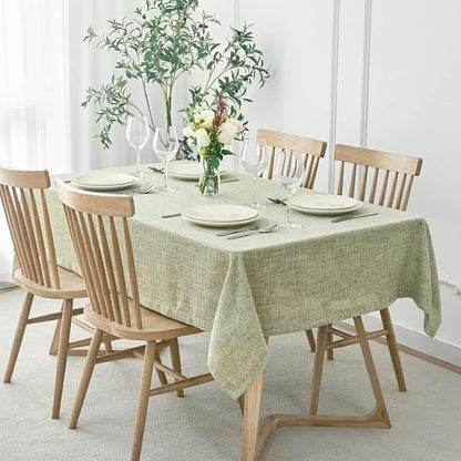 maxmill Flaxy Faux Linen Table Cloth with 2-Tone Slubby Texture Wrinkle Resistant Anti-Shrink Soft Tablecloth for Kitchen Dining Tabletop for Buffet Banquet Parties Rectangle 60 x 140 Inch Sage