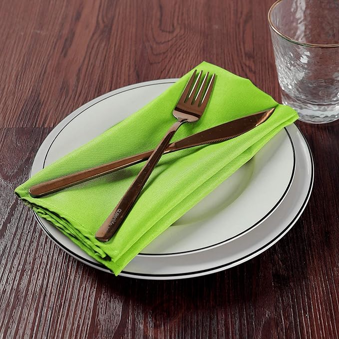 Cloth Napkins 17x17 inch Washable Polyester Dinner Napkins Soft Table Napkins for Wedding Party Dining Banquet(Apple Green,100PCS)