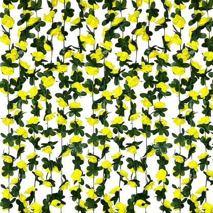 16Pcs 126Ft Yellow Rose Garland, Fake Rose Hanging Flowers, Artificial Flower Vine, Hanging Floral Vine Garland for Wedding, Birthday Party, Wall Arch, Halloween, Christmas Garden Backdrop Decor
