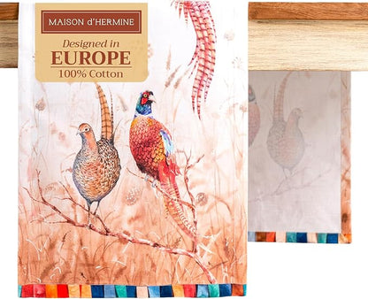 Maison d' Hermine Table Runner 100% Cotton Single Layer Table Runners 72 inches Long for Thanksgiving Christmas Decorations Home Kitchen Dining Party Wedding (Faisan D'Automne, 14.5" x 72")