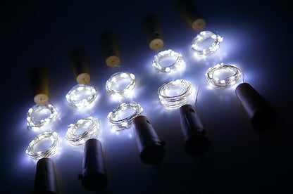 Wine Bottle Lights with Cork, 10 Pack Battery Operated LED Cork Shape Silver Copper Wire Colorful Fairy Mini String Lights for DIY, Party, Decor, Christmas, Halloween,Wedding (Cool White)