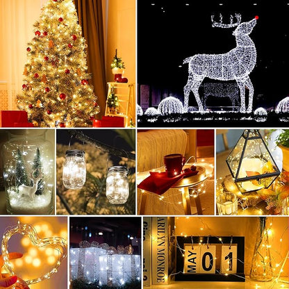 pozzolanas 24 Pack 7ft Waterproof LED Fairy Lights - Battery Operated String Lights with 20 LEDs for Home, Mason Jar, Party, Wedding, Halloween, Christmas Decorations (12 White & 12 Warm White)