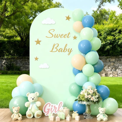 7.2FT Sage Green Arch Cover - Polyester Fitted Wedding Arch Stand Covers Round Top Chiara Arch Backdrop Cover for Birthday Party Banquet Photo Background Decoration