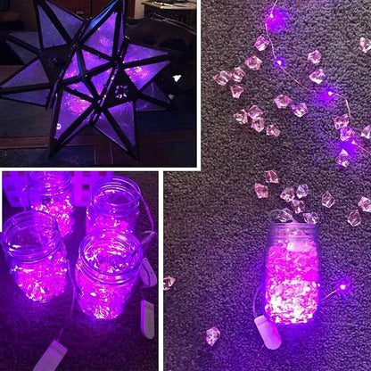 Twinkle Fairy Lights Battery Operated 3 Modes with Timer Firefly Lights 20 LED on 7.2 feet Silvery Copper Wire for DIY Wedding Party Christmas Halloween Centerpiece Decorations 15 Pack (Purple)