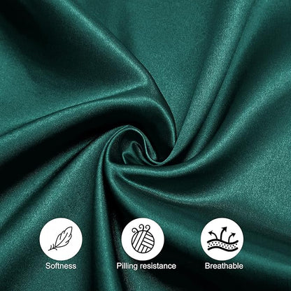 Horbaunal 16 Pack Forest Green Satin Napkins 17 x 17 Inch, Square Soft Table Dinner Napkins, Silky Cloth Napkins Table Decoration for Weddings Banquets Parties
