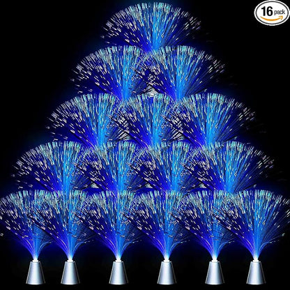 Patelai 16 Pcs LED Fiber Optic Lamp Color Changing Fiber Optic Night Light with Multicolor Glow Decorative Table Centerpiece for Sensory Bedroom Halloween Party Holiday Decorations (Stylish,Blue)