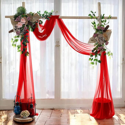 MDS Halloween Chiffon Draping Fabric - 1 Panel, 30" Wide x 75ft Long - Sheer Spooky Arbor & Canopy Drapery for Haunted House Backdrops, Party Ceilings, DIY Costumes & Themed Events - Red