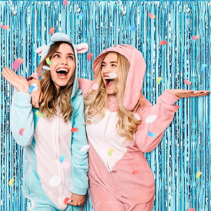 6 Pack Light Blue Foil Fringe Curtains Backdrop, 3.28 x 8.2 Ft Metallic Streamers Tinsel Curtains Background for Photo Booth, Birthday, Weddings, Carnivals, Graduation, Themed Party Decorations