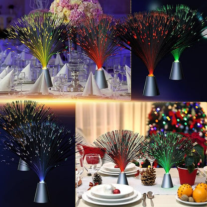 Patelai 16 Pcs LED Fiber Optic Lamp Color Changing Fiber Optic Night Light with Multicolor Glow Decorative Table Centerpiece for Sensory Bedroom Halloween Party Holiday Decorations (Metal,Bright)