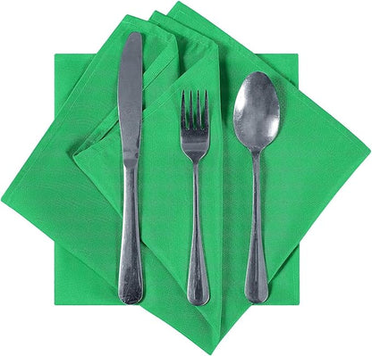 Cupuamon Cloth Napkins 17x17 inch Washable Polyester Dinner Napkins Soft Table Napkins for Wedding Party Dining Banquet(Emerald,100PCS)