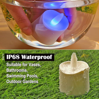 HL Flameless Candles with Remote Timer&Charging Station, 60+Hours Rechargeable Waterproof Outdoor RGB Tea Lights Colorful Candles for Valentine's Gift Halloween Christmas Home Party Decor-6pcs