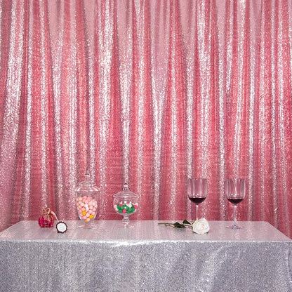 SquarePie Sequin Backdrop Curtain Not See Through Thick Glitter Background for Party 6FT x 8FT Fuchsia Pink