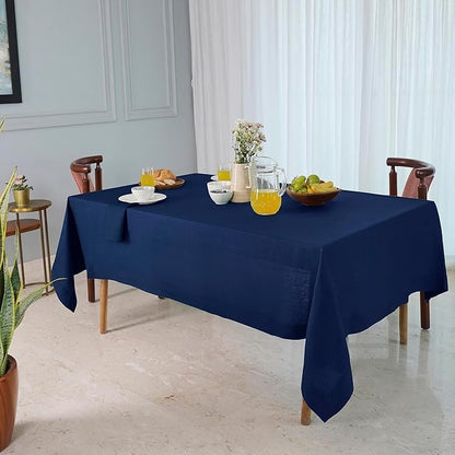 D'Moksha Homes Navy Blue Linen Tablecloth 54 x 72 Inch - 100% Pure Linen Tablecloth for Rectangle Tables - Machine Washable Table Cloth for Fall, Autumn and Halloween