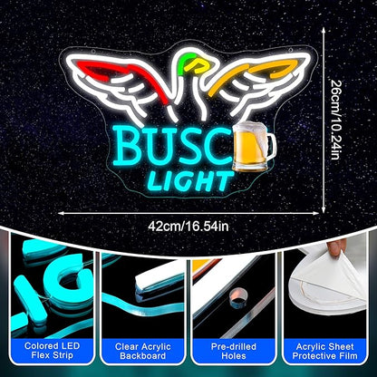 Beer Neon Sign Light for Wall Decor - Beer Bar Acrylic USB Powered LED Wall Art Decor, Light Up Sign Dimmable, for Man Cave Beer Bar Pub Business Club Party Garage 16.54" × 10.24"
