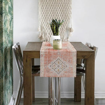Snycler Table Runner Boho Table Runners Vintage Elegant Farmhouse Table Center Linen Decor for Home Dining Party Entrance (13x48 Inch) Light Pink