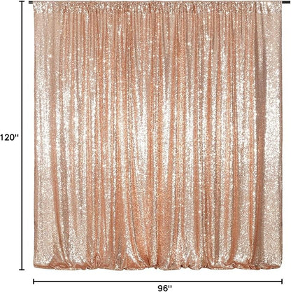 Poise3EHome Rose Gold Sequin Backdrop,8FT x 10FT Sequin Photography Backdrop Curtain for Party Decoration