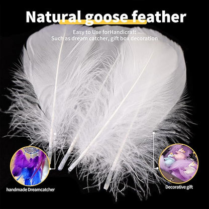 THARAHT 360pcs White Feathers 3-5 inch Craft Feathers Assorted Rainbow Colors Feathers for Kids for DIY Handmade Wedding Home Party Decorations Natural Feather
