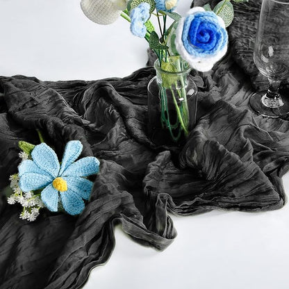10-Pack Black Cheesecloth Table Runners – 10FT (35x120 Inch) Boho Rustic Gauze Fabric Cheese Cloth Table Runner for Weddings, Baby Showers, Bridal Shower, Farmhouse & Birthday Party Decor