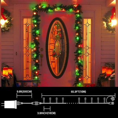 LAMPHOME 33ft Christmas Decorative Mini Lights, 100 LED Transparent Wire Fairy Starry String Lights Plug in, 16 Lighting Modes, for Indoor Outdoor Xmas Tree Wedding Party Decoration (Red+Green)