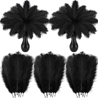 Crowye 100 Pcs Ostrich Feathers Bulk for Centerpieces Craft Ostrich Feathers for Vase Wedding Masquerade Party Home Costume Decorations (6-8 Inch,Black)