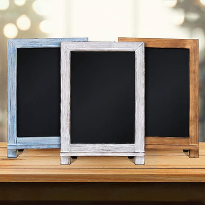HBCY Creations Rustic Whitewash Tabletop Chalkboard Sign / Hanging Magnetic Wall Chalkboard / Small Countertop Easel / Kitchen Memo Board, 9.5" x 14", for Weddings, Birthdays, Baby Announcements